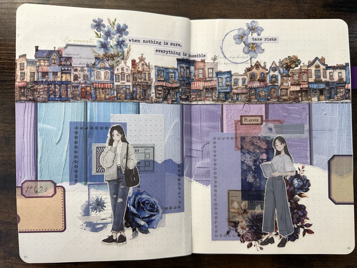 Art journal ⎢Collage bleu, violet "Oser"