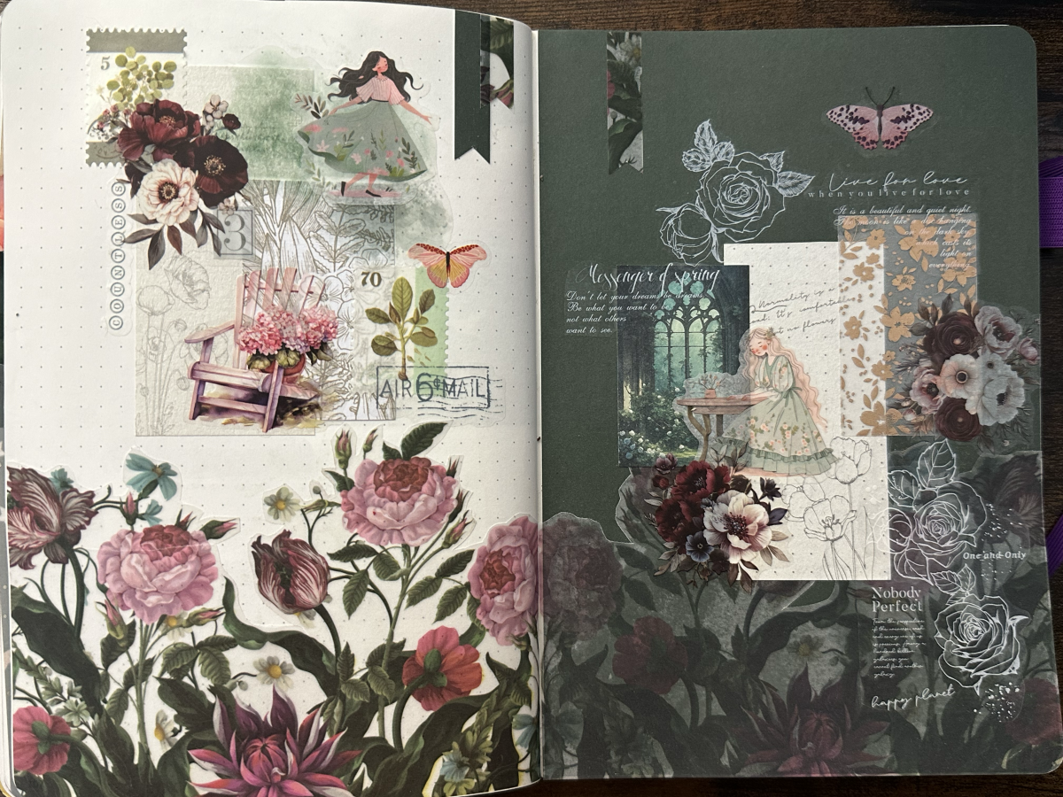 Art journal ⎢Collage bordeaux "Écho floral"