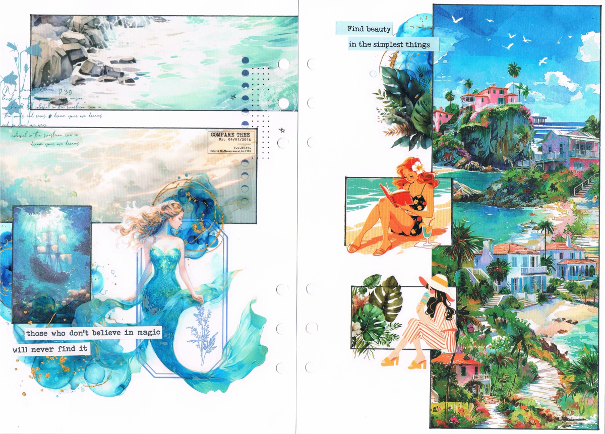 Art journal⎢Collage bleu lagon : Prendre le large