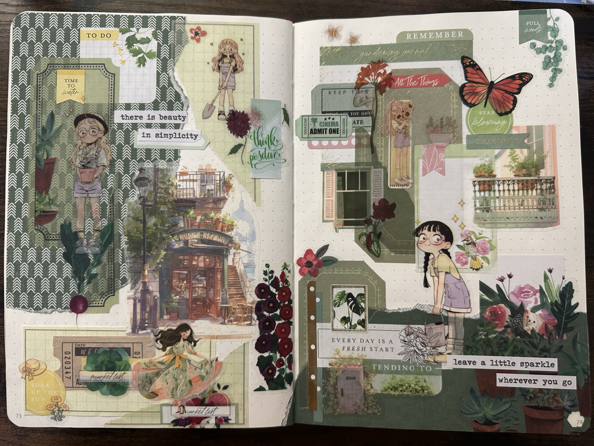 Art journal ⎢Collage vert et bordeaux 