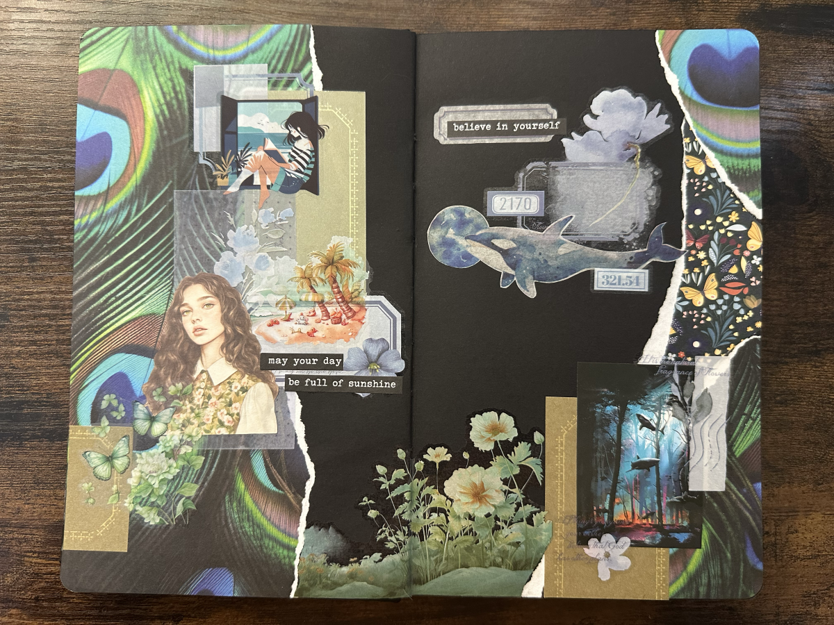 Art journal ⎢Collage vert « Entre terre et mer »