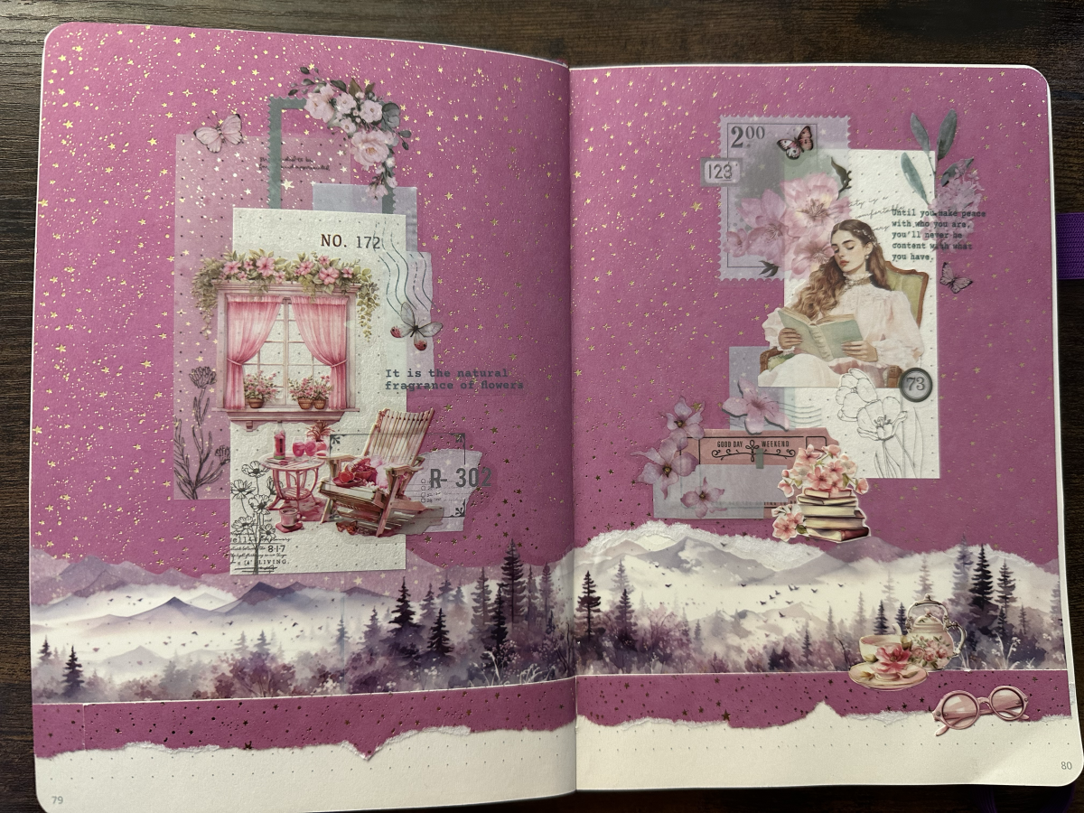 Art journal ⎢Collage rose "Lecture du soir"